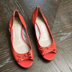 Vince Camuto orange peep toe wedges